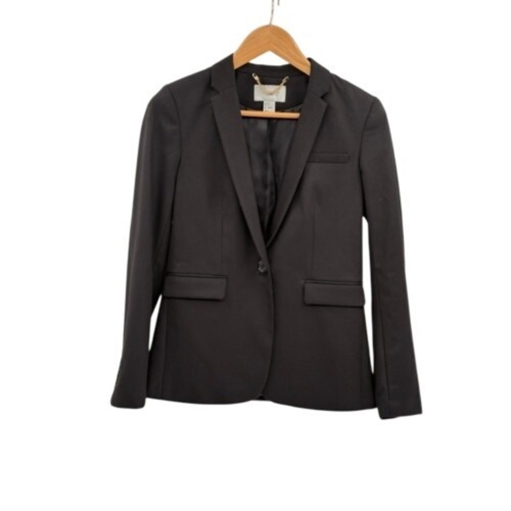 H&M Blazer Suit Jacket Women Size 4 Small Black Long Sleeve Button Career Work